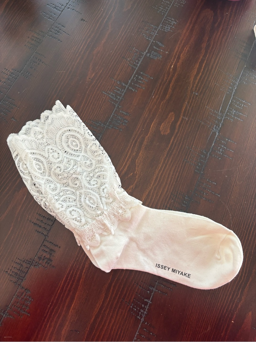 Issey Miyake Lace Trim Socks / Designer Statement Hosiery